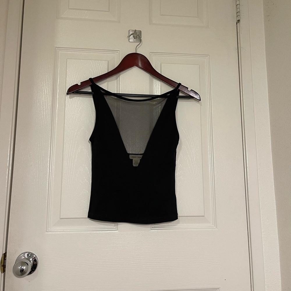 Silence + Noise V-neck Sheer Tank Top